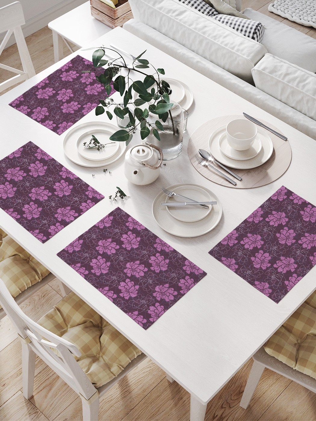 фото Комплект салфеток joyarty "абрис цветов" для сервировки стола (32х46 см, 4 шт.)