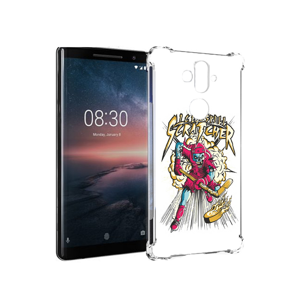 

Чехол MyPads Tocco для Nokia 8 Sirocco нарисованный скелет хоккеист (PT101581.91.514), Прозрачный, Tocco