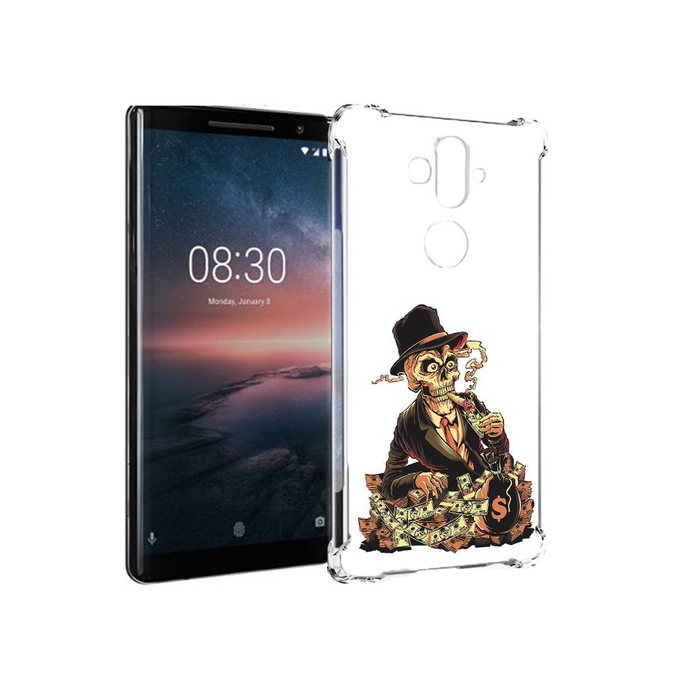 

Чехол MyPads Tocco для Nokia 8 Sirocco нарисованный череп с сигаретой (PT101581.91.515), Прозрачный, Tocco