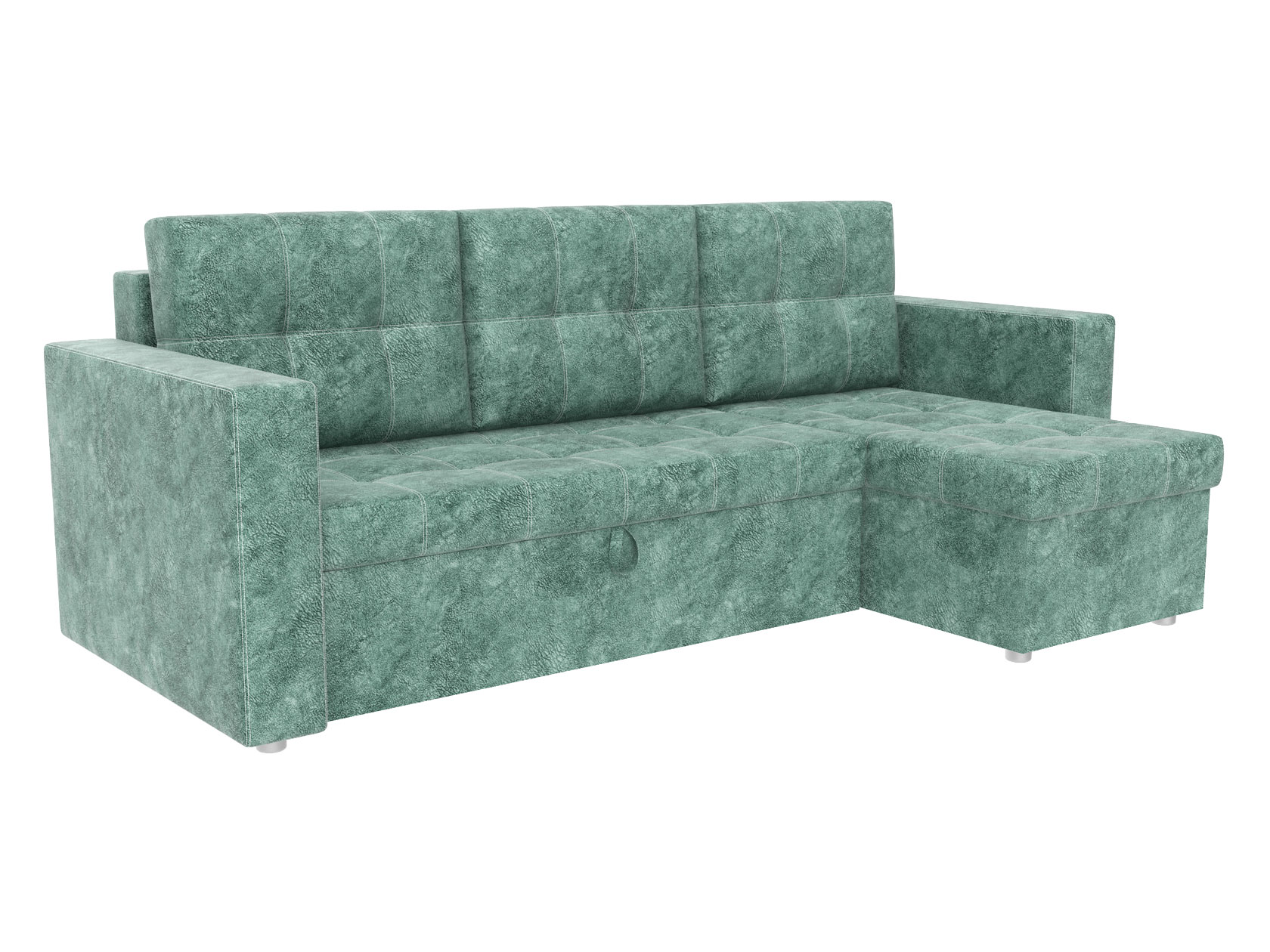 фото Угловой диван смарт зеленый, велюр мебелони