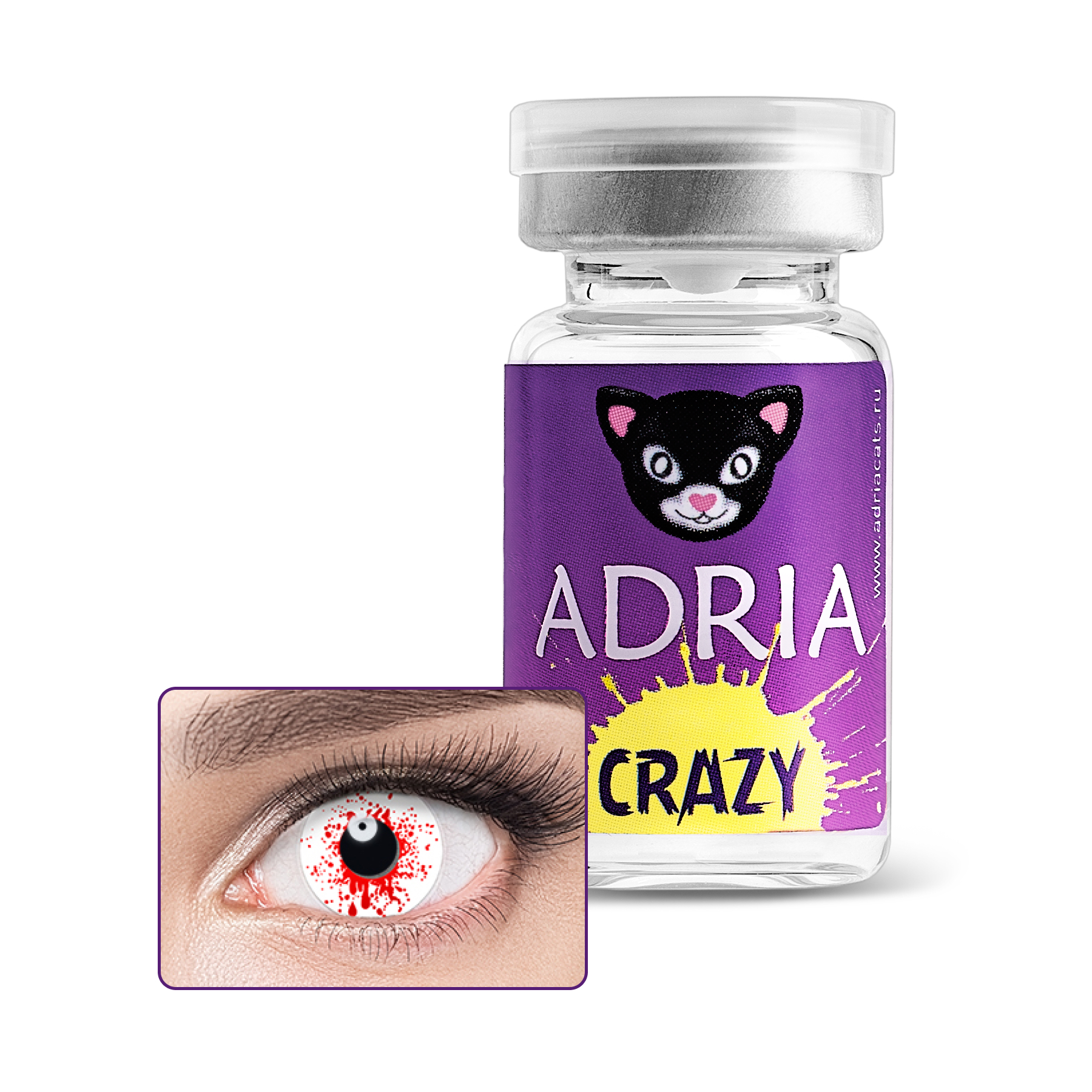 Купить Crazy 1 линза, Контактные линзы Adria Crazy Blood R 8, 6 0, 00 1 шт., белые; красные, гидрогель