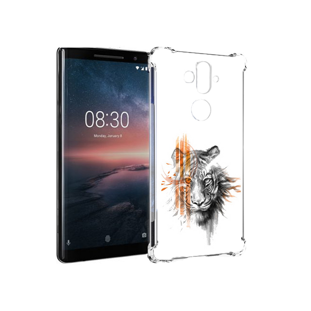 

Чехол MyPads Tocco для Nokia 8 Sirocco огненный тигр (PT101581.91.526), Прозрачный, Tocco