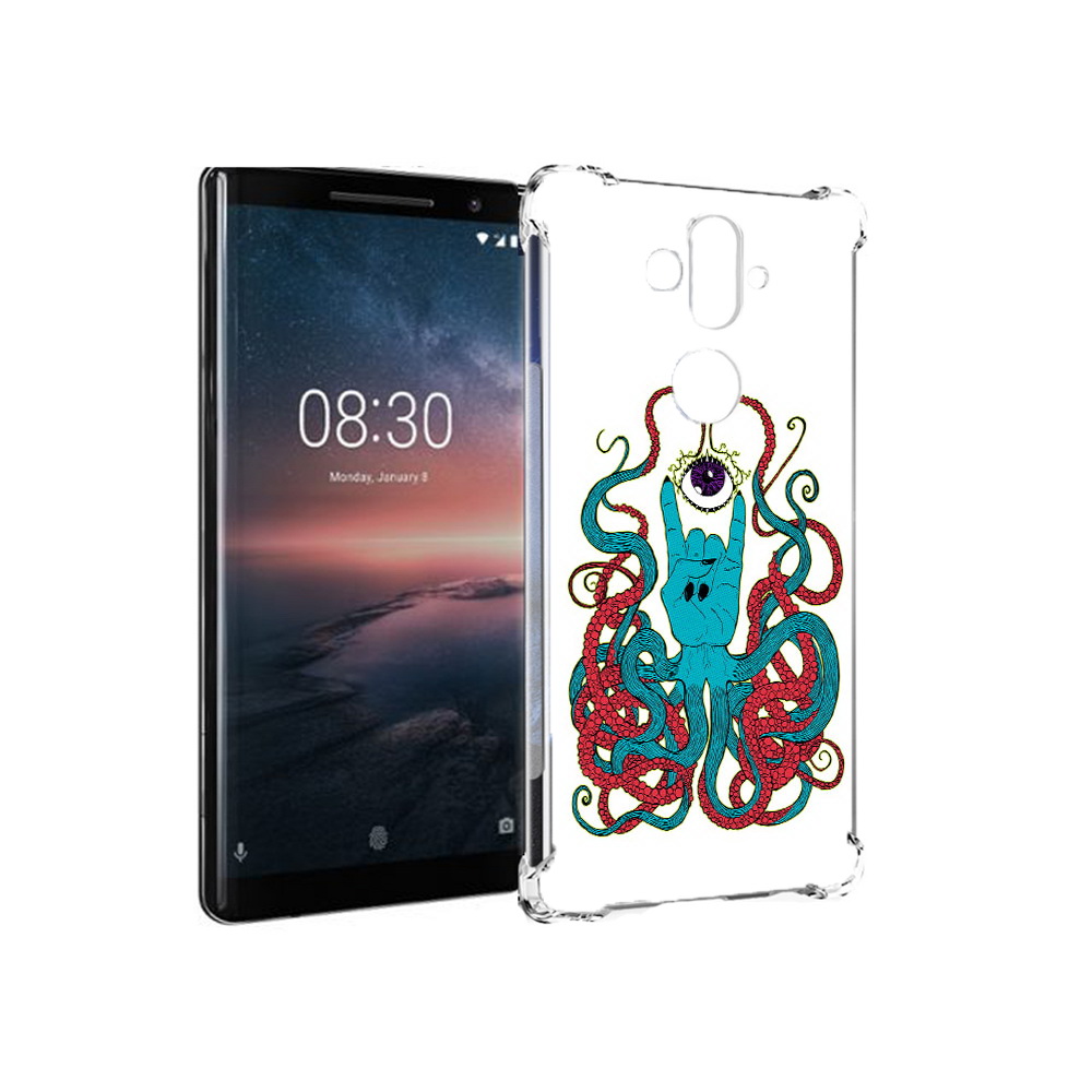 

Чехол MyPads Tocco для Nokia 8 Sirocco осьминог-рука абстракция (PT101581.91.530), Прозрачный, Tocco