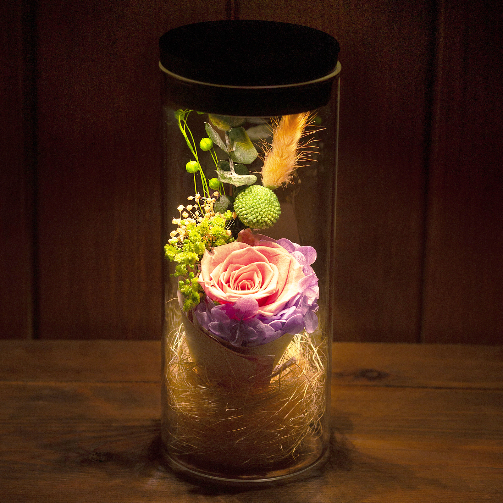 Ночник Роза в колбе с сенсорной LED-подсветкой, Роза Лайт, LED-02, 25563145