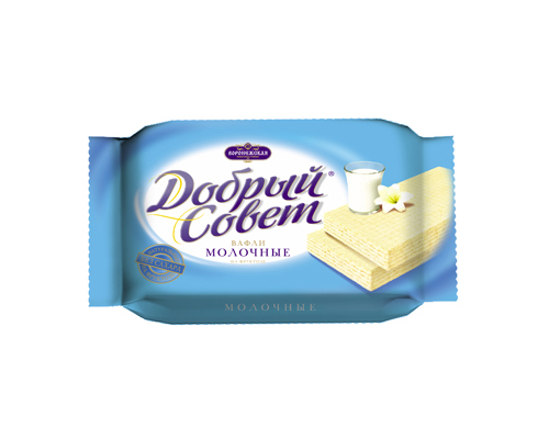 

Вафли Добрый совет молочные на фруктозе с жировой начинкой 73 г