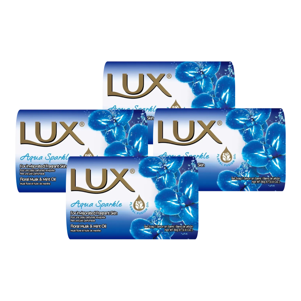 Комплект Мыло кусковое LUX Aqua Sparkle Цветочный мускус и мятное масло 80 г х 4 шт туалетное мыло monpari sweet pleasure сладкое наслаждение 200 г