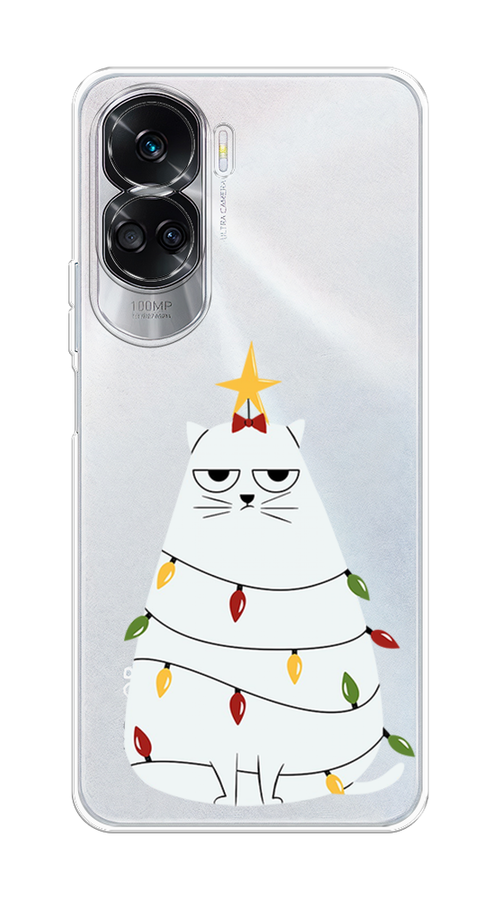 

Чехол на Honor 90 Lite "Котик в гирлянде", Белый;красный;желтый, 6122350-1