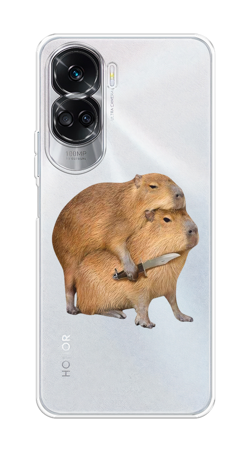 

Чехол на Honor 90 Lite "Капибара с ножом", Бежевый, 6122350-1