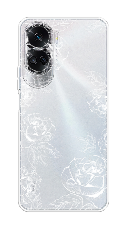 

Чехол на Honor 90 Lite "Розы графика", Черный;серый, 6122350-1