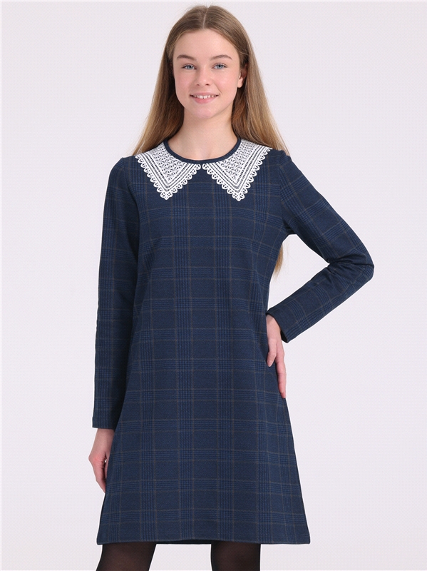 Платье детское Апрель 1ДПД4382258н, гусиная лапка+диагональ Треугольный воротник, 152