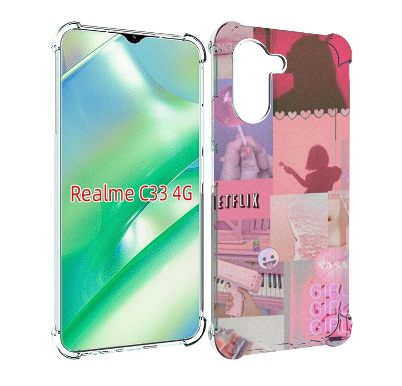 

Чехол MyPads Розовый-вайб для Realme C33 4G, Прозрачный, Tocco