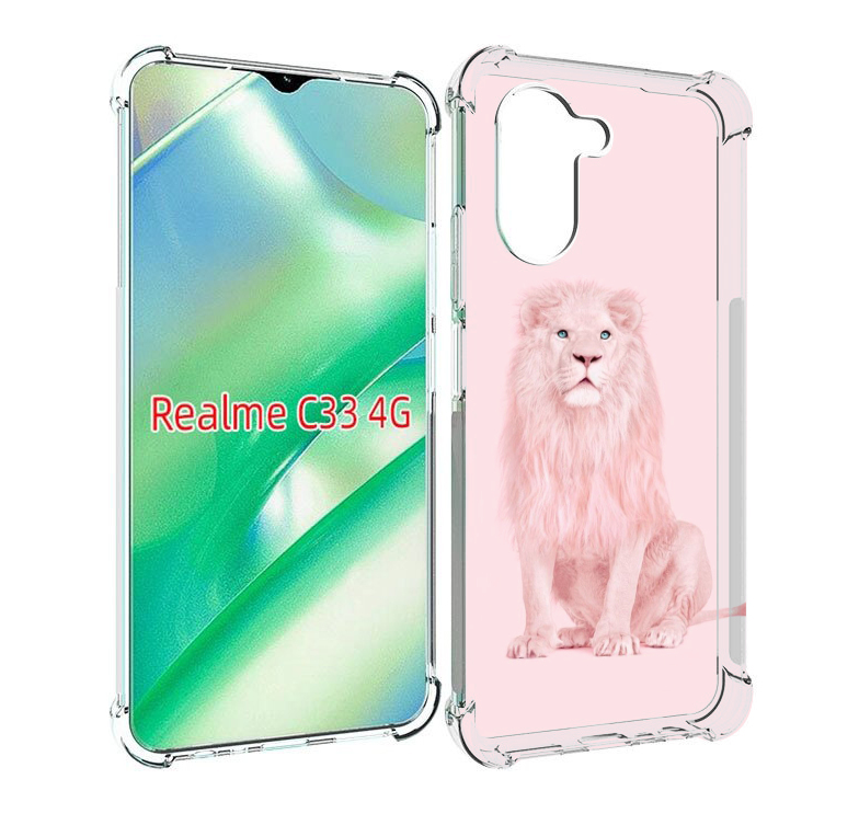 Чехол MyPads Розовый-лев для Realme C33 4G