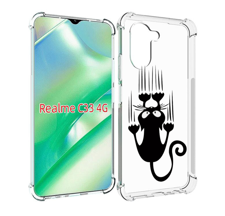 

Чехол MyPads Свисающий-кот для Realme C33 4G, Прозрачный, Tocco