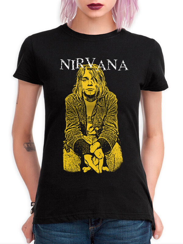 

Футболка женская Dream Shirts Nirvana - Курт Кобейн Женская 10010601 черная 3XL, Nirvana - Курт Кобейн Женская 10010601