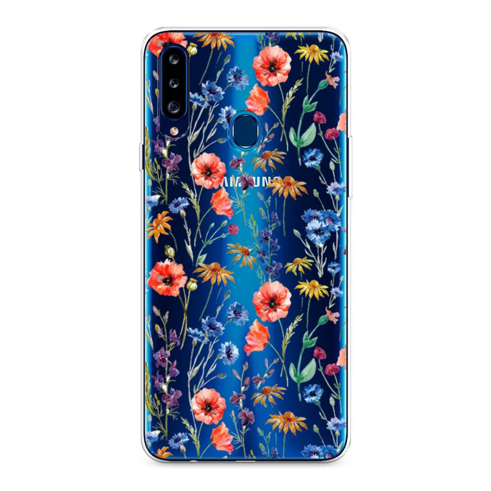 

Чехол Awog на Samsung Galaxy A20s / Самсунг A20s "Маки и васильки фон", 2100850-8