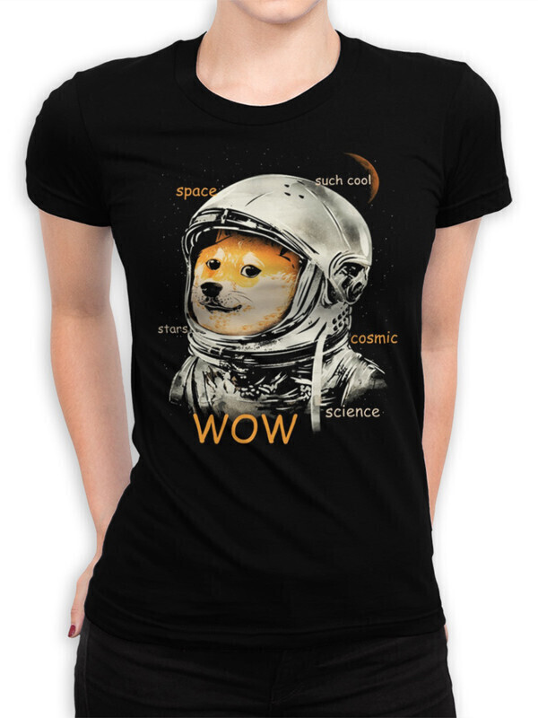 

Футболка женская Dream Shirts Мемная собака в космосе Женская 10010611 черная XS, Мемная собака в космосе Женская 10010611