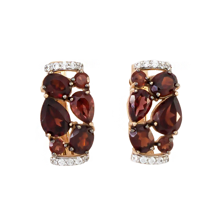 

Серьги из красного золота ЯХОНТ Золотой 102970, гранат/фианит, 102970