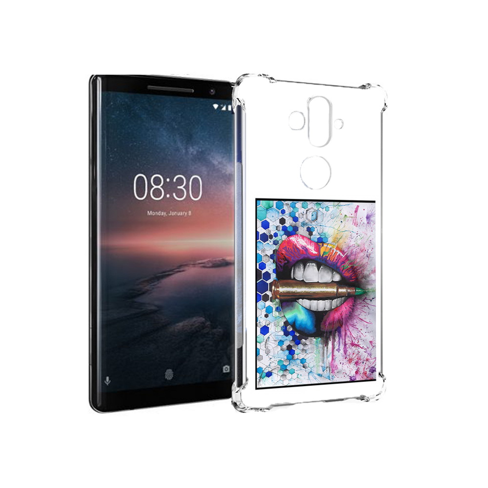 

Чехол MyPads Tocco для Nokia 8 Sirocco разноцветные губы с пулей (PT101581.91.571), Прозрачный, Tocco