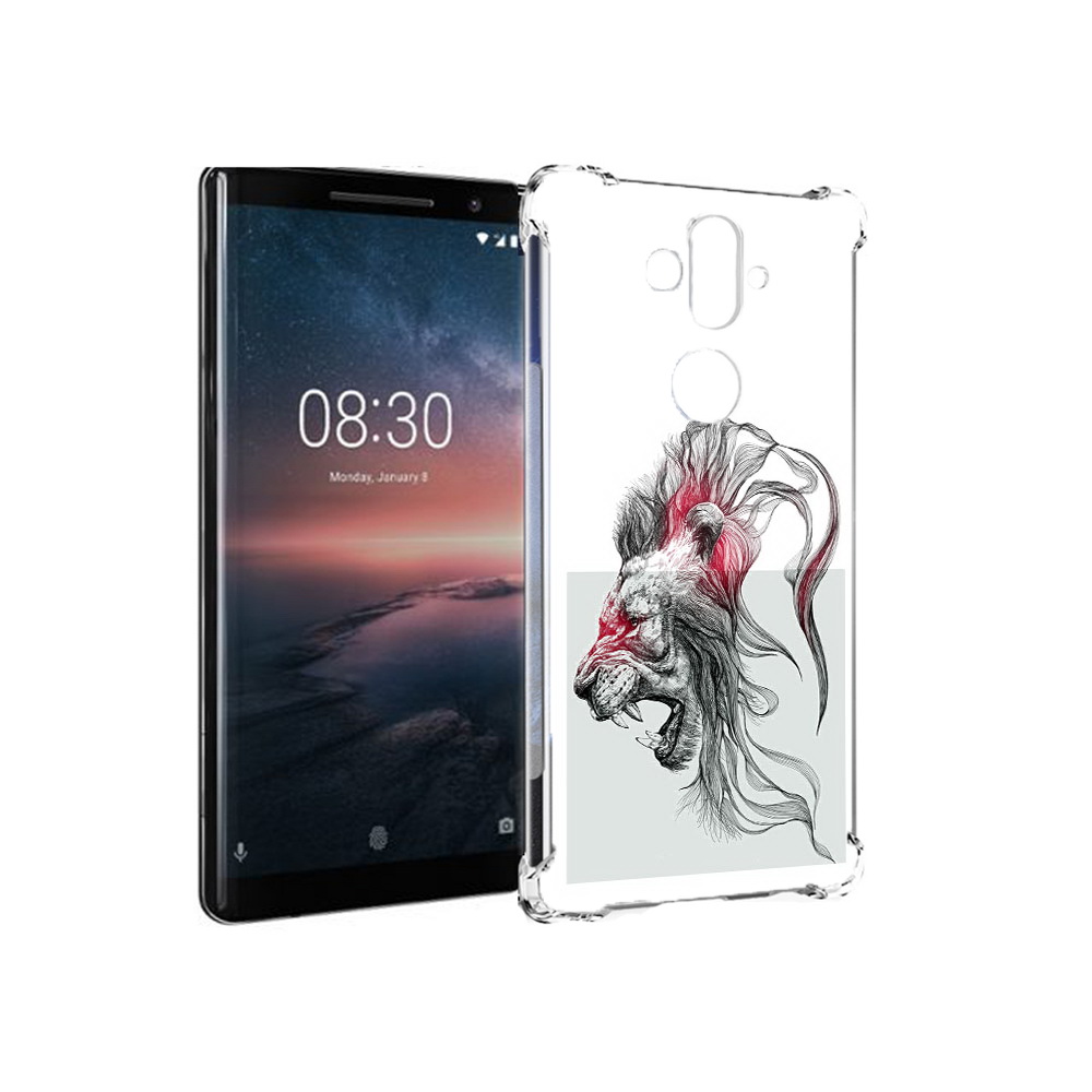 

Чехол MyPads Tocco для Nokia 8 Sirocco разъяренный лев (PT101581.91.576), Прозрачный, Tocco