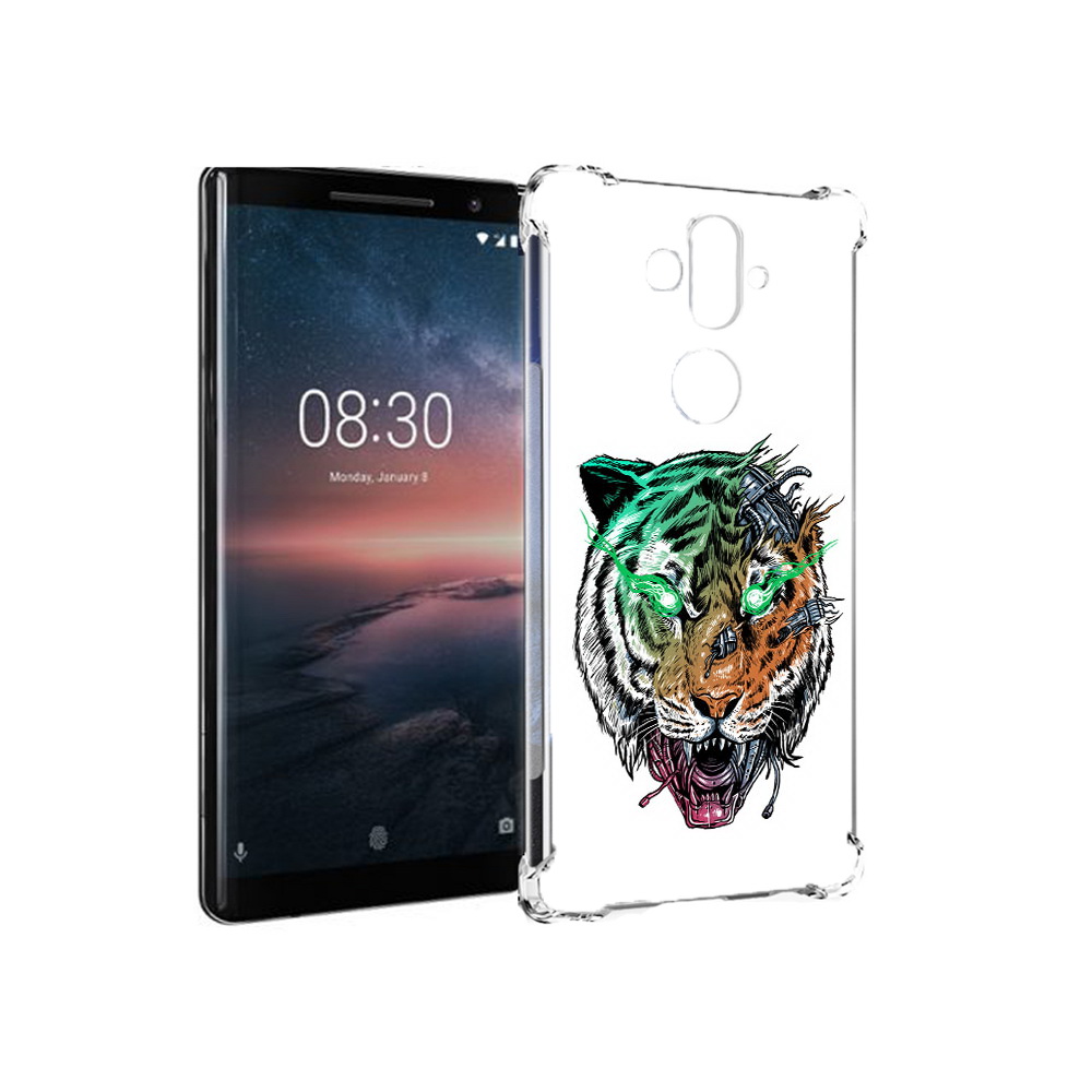 

Чехол MyPads Tocco для Nokia 8 Sirocco робо-тигр (PT101581.91.584), Прозрачный, Tocco