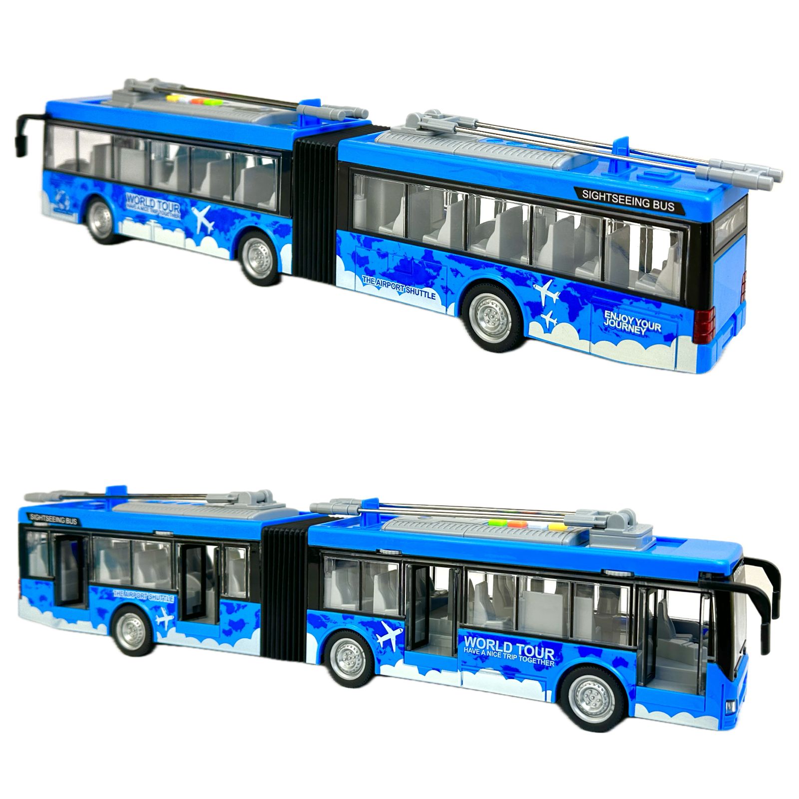 Инерционный троллейбус-гармошка Play Smart City 1:16 синий