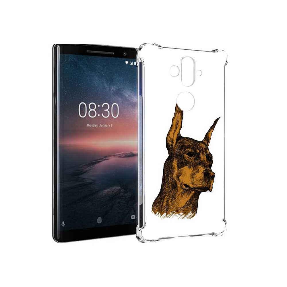 

Чехол MyPads Tocco для Nokia 8 Sirocco скетч доберман (PT101581.91.605), Прозрачный, Tocco