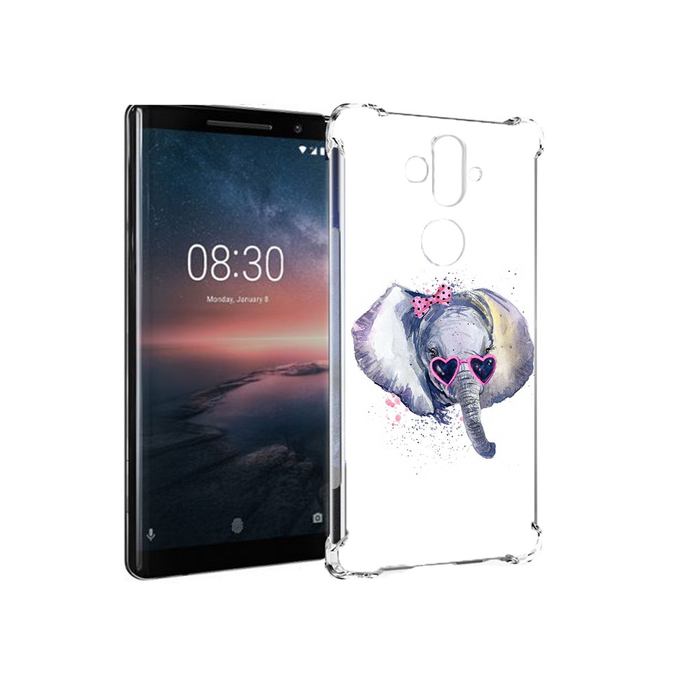 

Чехол MyPads Tocco для Nokia 8 Sirocco слоник в очках (PT101581.91.608), Прозрачный, Tocco