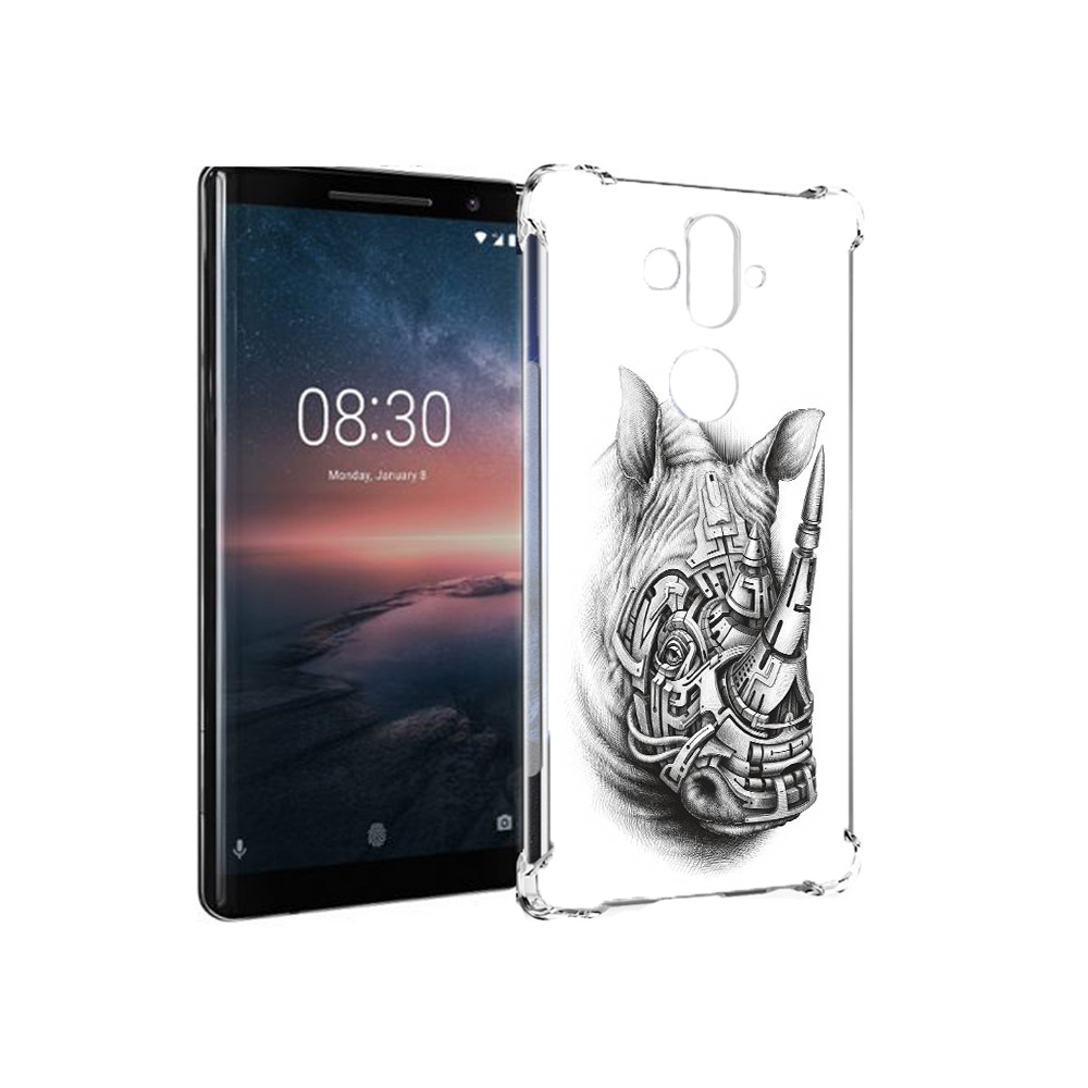 

Чехол MyPads Tocco для Nokia 8 Sirocco стальной носорог (PT101581.91.620), Прозрачный, Tocco