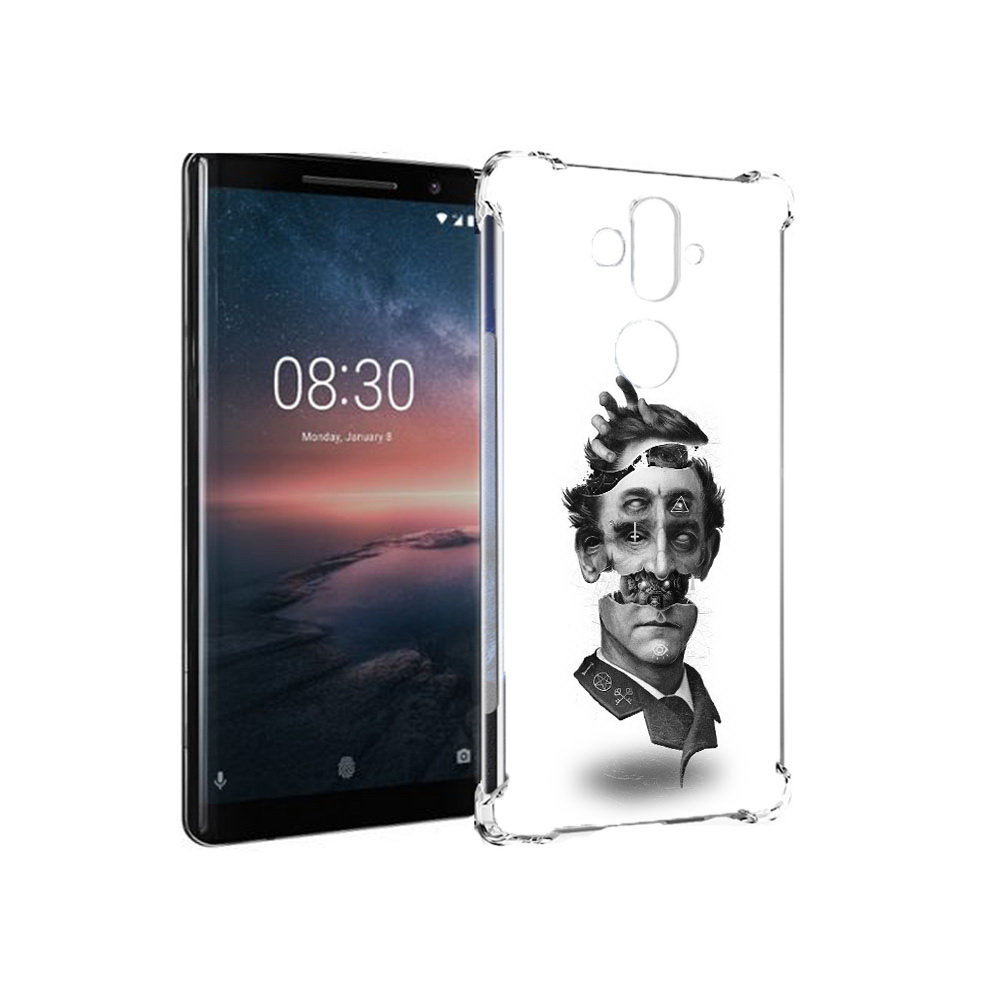 

Чехол MyPads Tocco для Nokia 8 Sirocco страшное лицо абстракция (PT101581.91.628), Прозрачный, Tocco