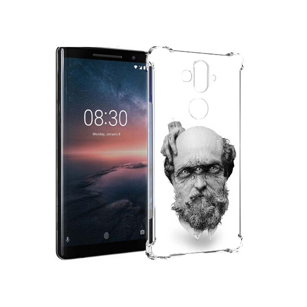 

Чехол MyPads Tocco для Nokia 8 Sirocco страшный бородатый мужчина абстракция, Прозрачный, Tocco