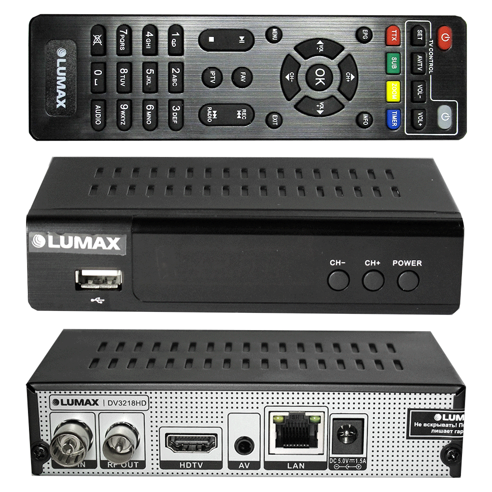 фото Dvb-t2 приставка lumax dv3218hd black