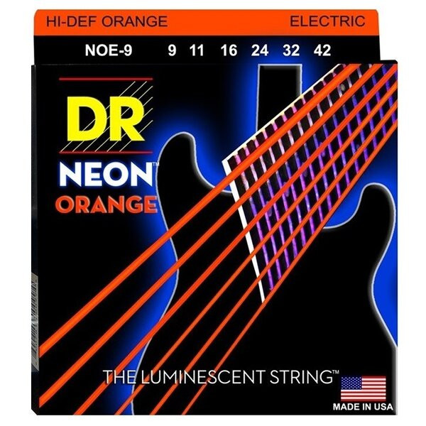 Струны для электрогитар люминесцентные DR NOE-9-42 NEON ORANGE 1686₽