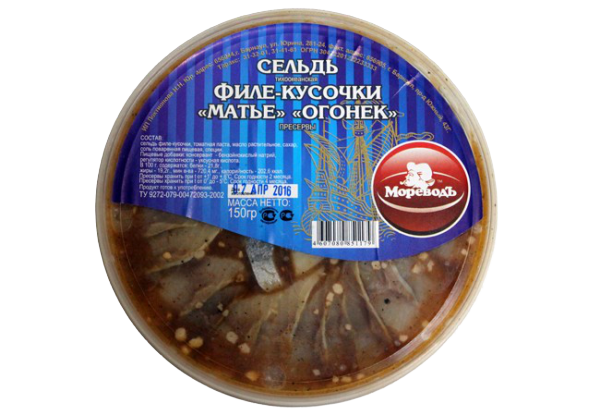 

Сельдь Мореводъ Матье Огонек филе кусочки 150 г