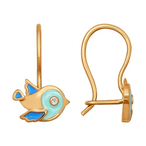 

Серьги из красного золота ЯХОНТ Золотой 114329, фианит/эмаль, 114329