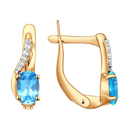 

Серьги из красного золота ЯХОНТ Золотой 114541, топаз/фианит, 114541