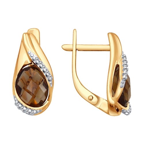 

Серьги из желтого золота с раухтопазом Яхонт Ювелирный 114568, 114568