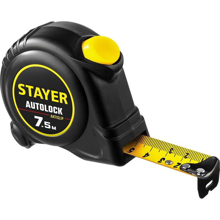 

Рулетка STAYER АutoLock 2-34126-07-25_z02, с автостопом, 7,5м х 25мм