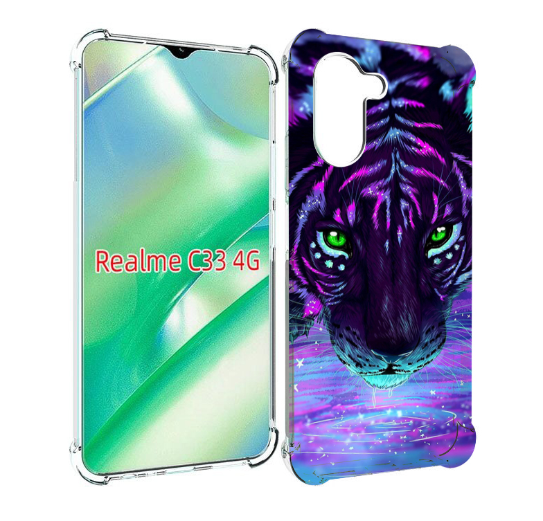 

Чехол MyPads Тигр-неон для Realme C33 4G, Прозрачный, Tocco