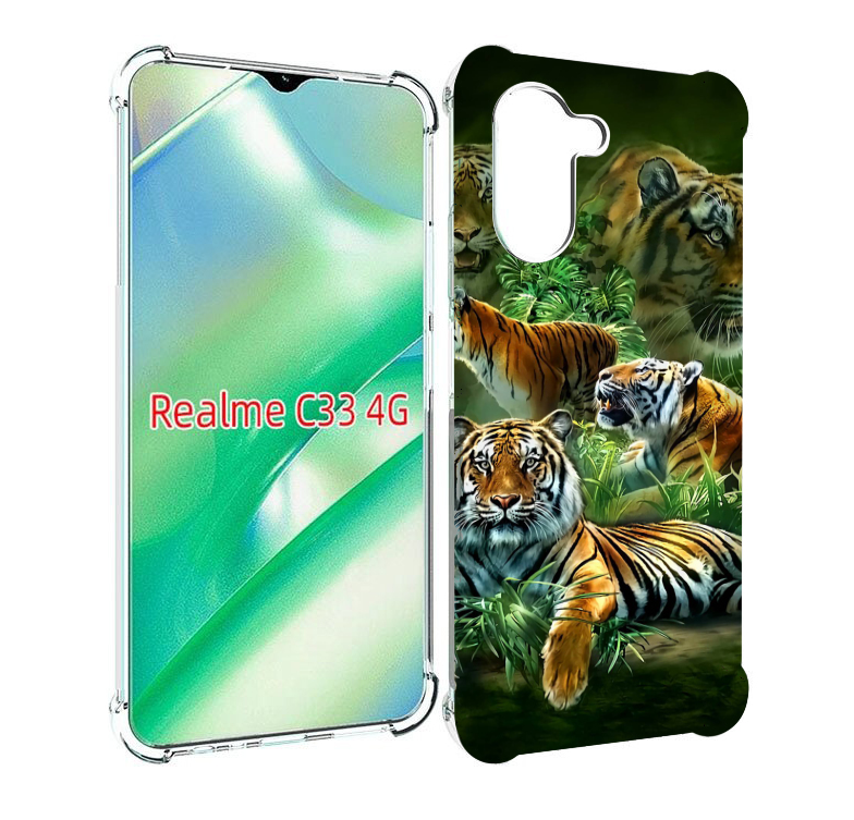 

Чехол MyPads Тигры для Realme C33 4G, Прозрачный, Tocco