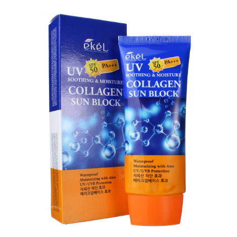 

Крем для лица солнцезащитный Ekel UV collagen ampule sun block с коллагеном 70 мл
