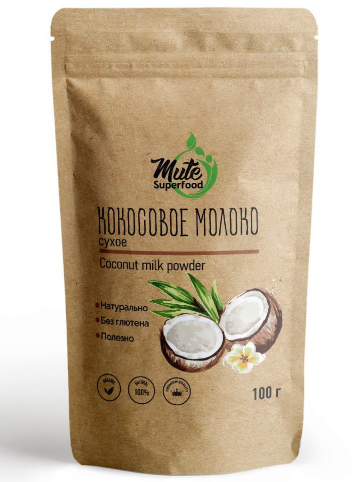 фото Mute сухое кокосовое молоко premium mute superfood 100г