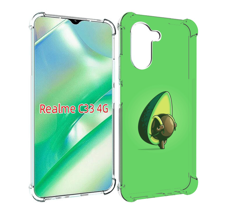 Чехол MyPads авокадо с сумкой для Realme C33 4G