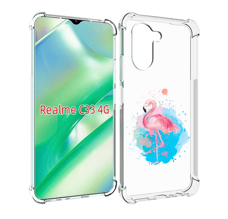 

Чехол MyPads акварельное-фламинго для Realme C33 4G, Прозрачный, Tocco