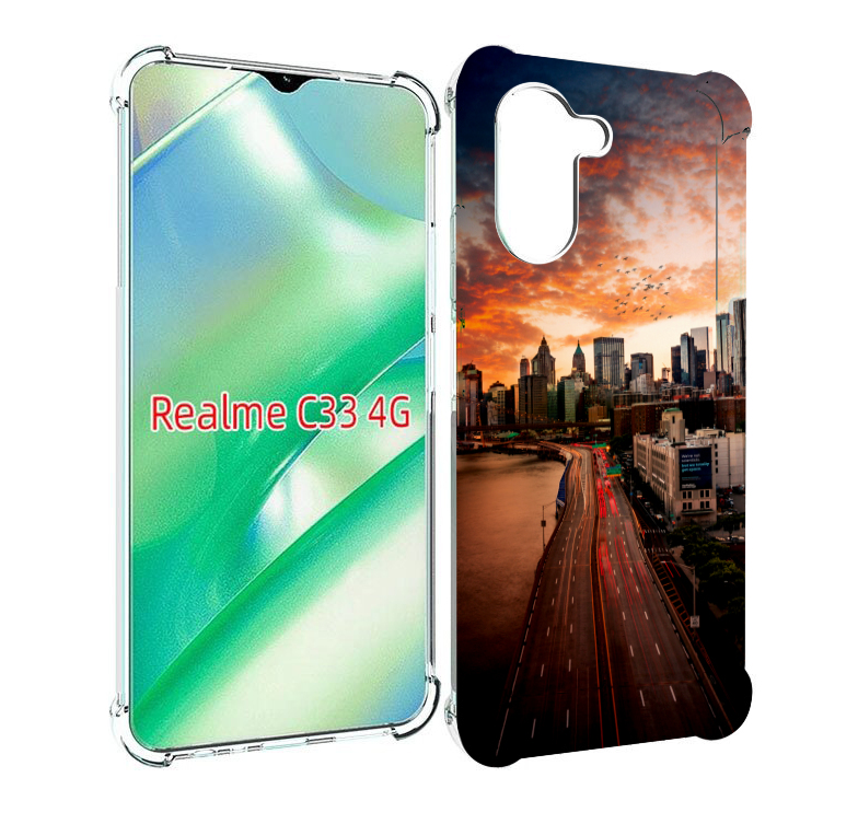 Чехол MyPads американский город фото для Realme C33 4G