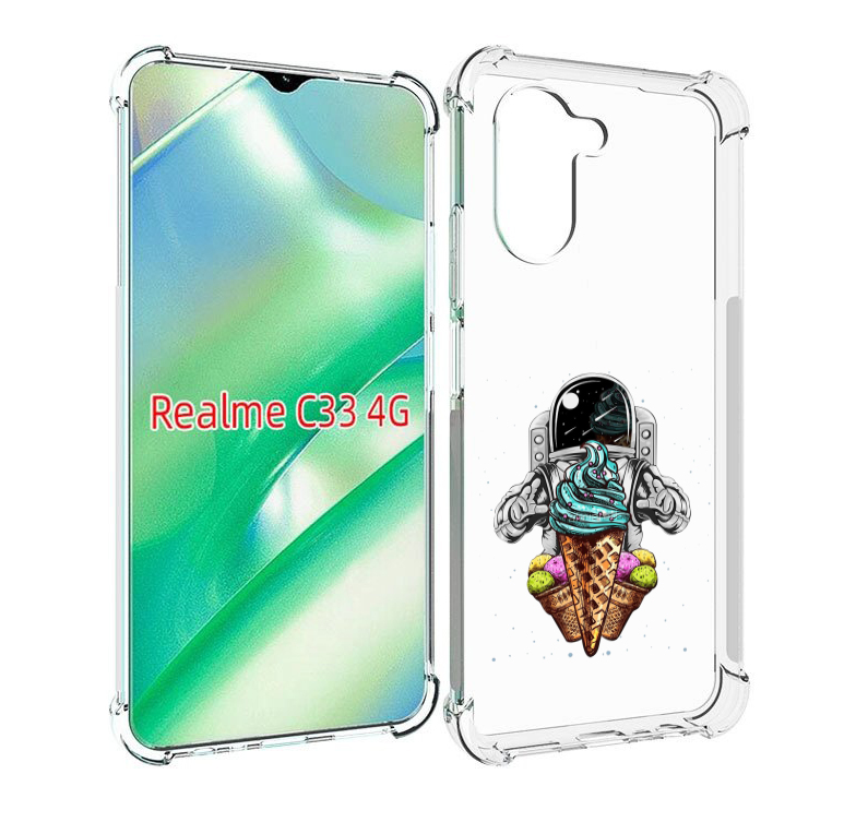 

Чехол MyPads астронавт-любит-мороженное для Realme C33 4G, Прозрачный, Tocco