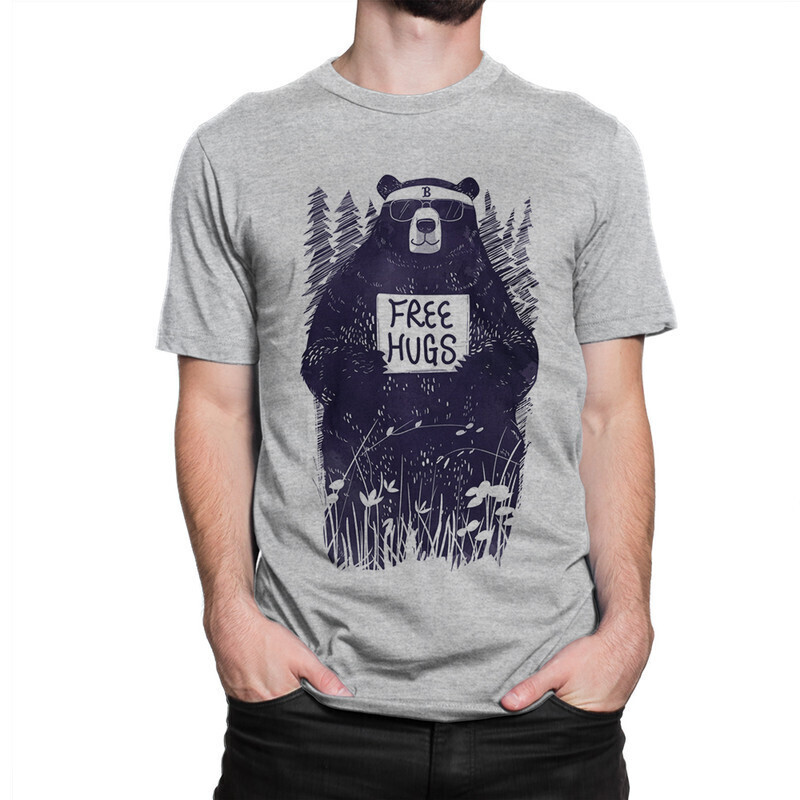 

Футболка мужская Dream Shirts Free Hugs 1000172222 серая 2XL, "Free Hugs" 1000172222