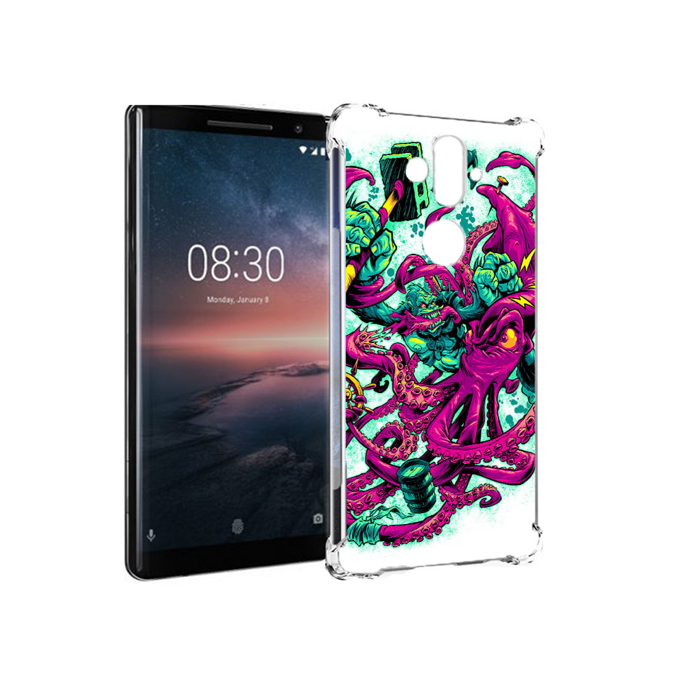 

Чехол MyPads Tocco для Nokia 8 Sirocco фиолетовый кракен (PT101581.91.657), Прозрачный, Tocco
