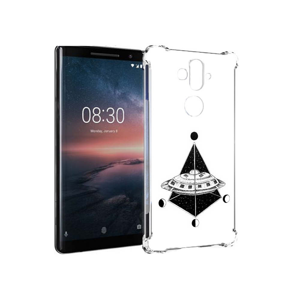 

Чехол MyPads Tocco для Nokia 8 Sirocco черно белая летающая тарелка (PT101581.91.679), Прозрачный, Tocco