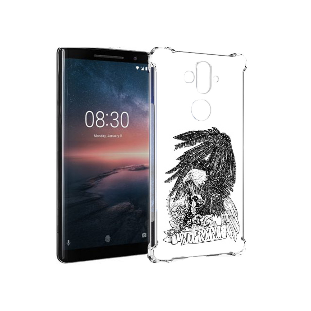

Чехол MyPads Tocco для Nokia 8 Sirocco черно белый сокол (PT101581.91.688), Прозрачный, Tocco