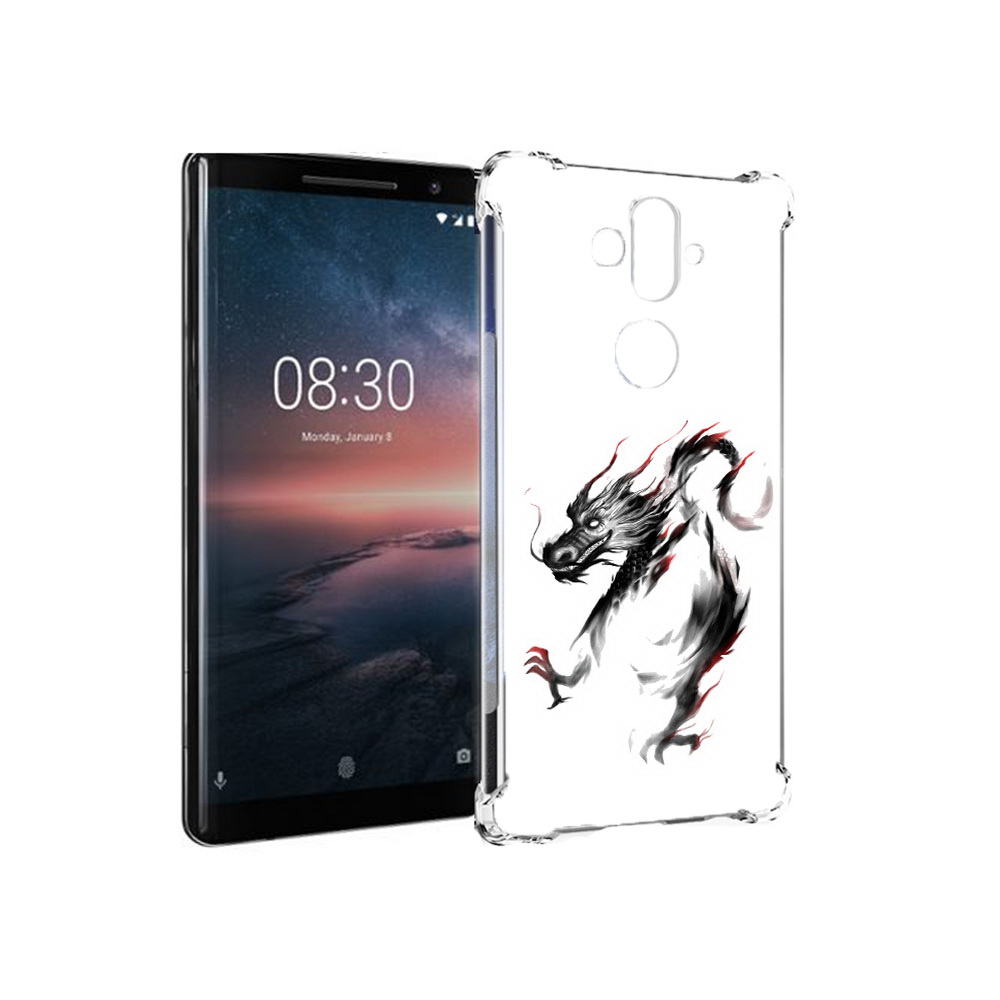 

Чехол MyPads Tocco для Nokia 8 Sirocco черный дракон (PT101581.91.690), Прозрачный, Tocco